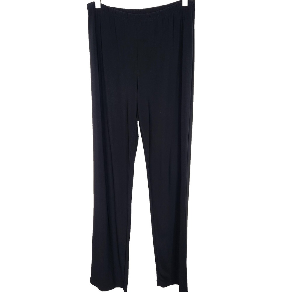 CLARA SUN WOO Pants Womens Large Black Pull On Straight Leg‎ Travel Relaxed USA